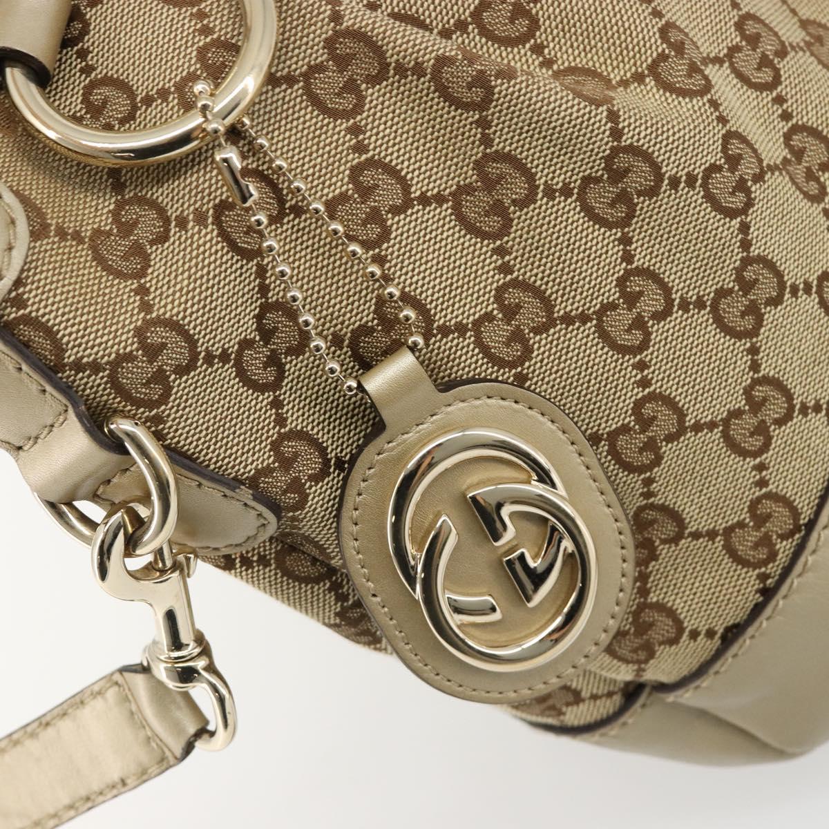 GUCCI GG Canvas Hand Bag 2way Beige Gold 247902 Auth ka4810A