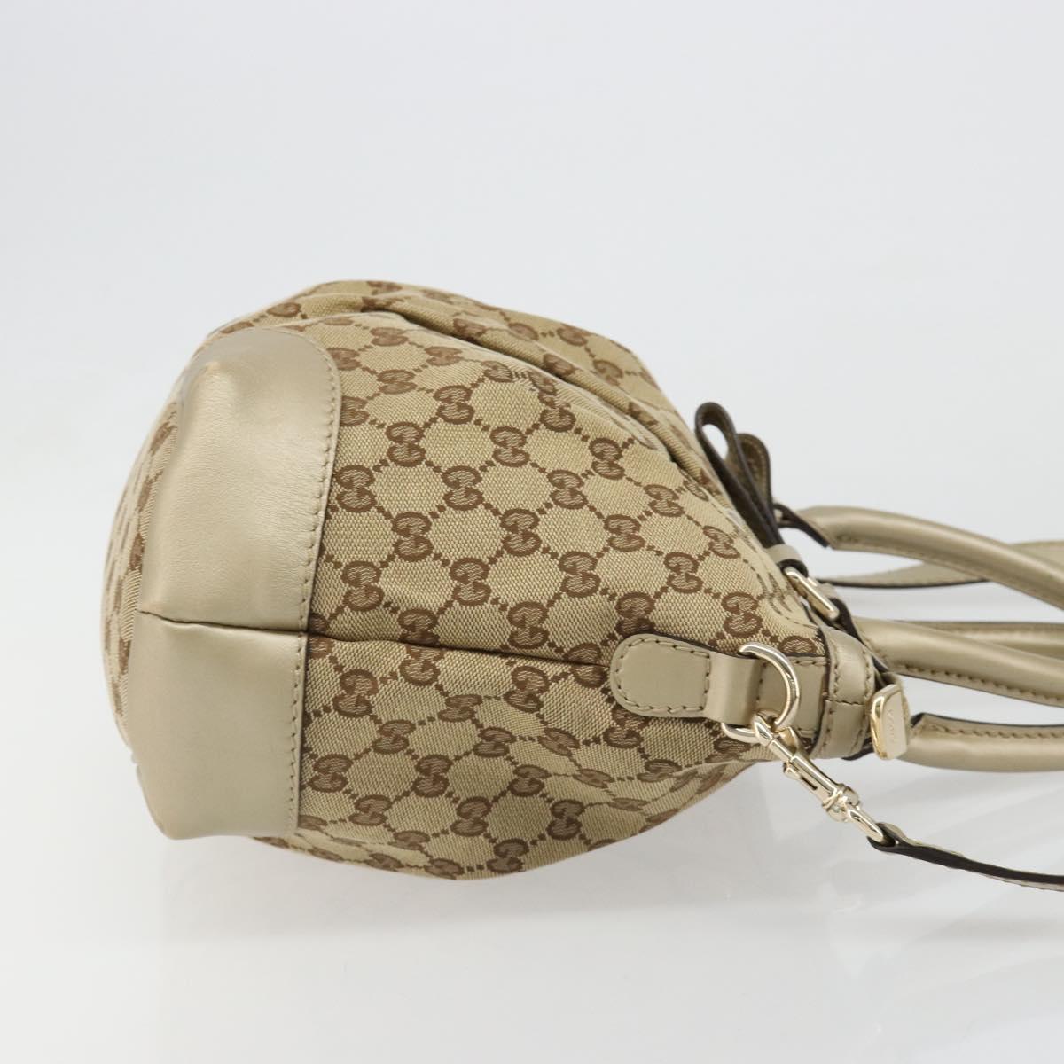 GUCCI GG Canvas Hand Bag 2way Beige Gold 247902 Auth ka4810A