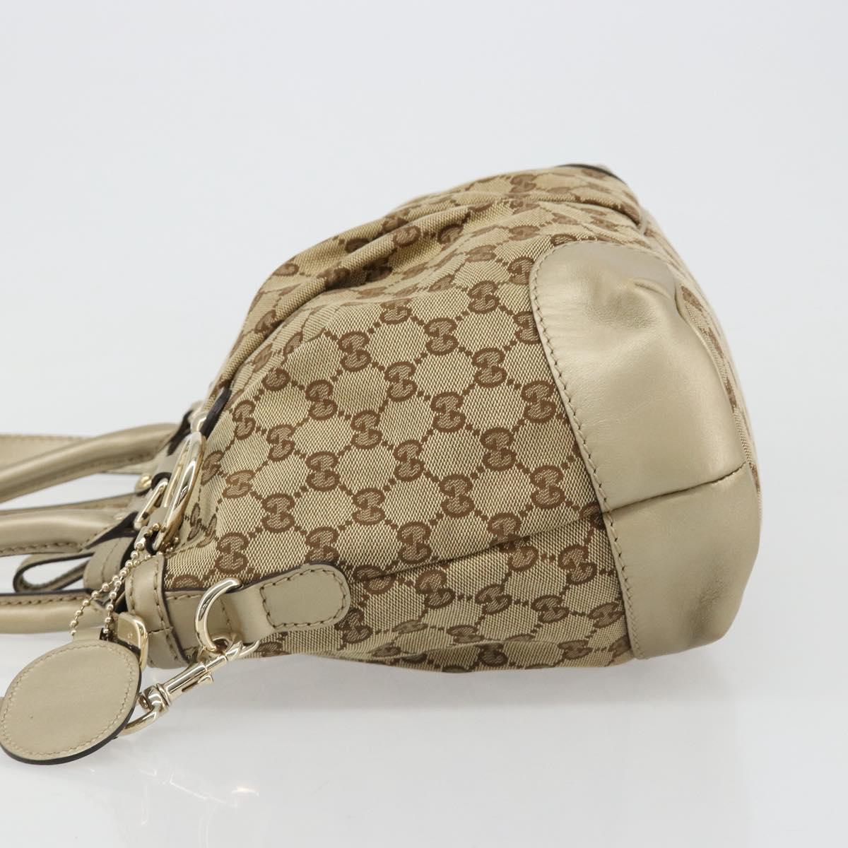 GUCCI GG Canvas Hand Bag 2way Beige Gold 247902 Auth ka4810A