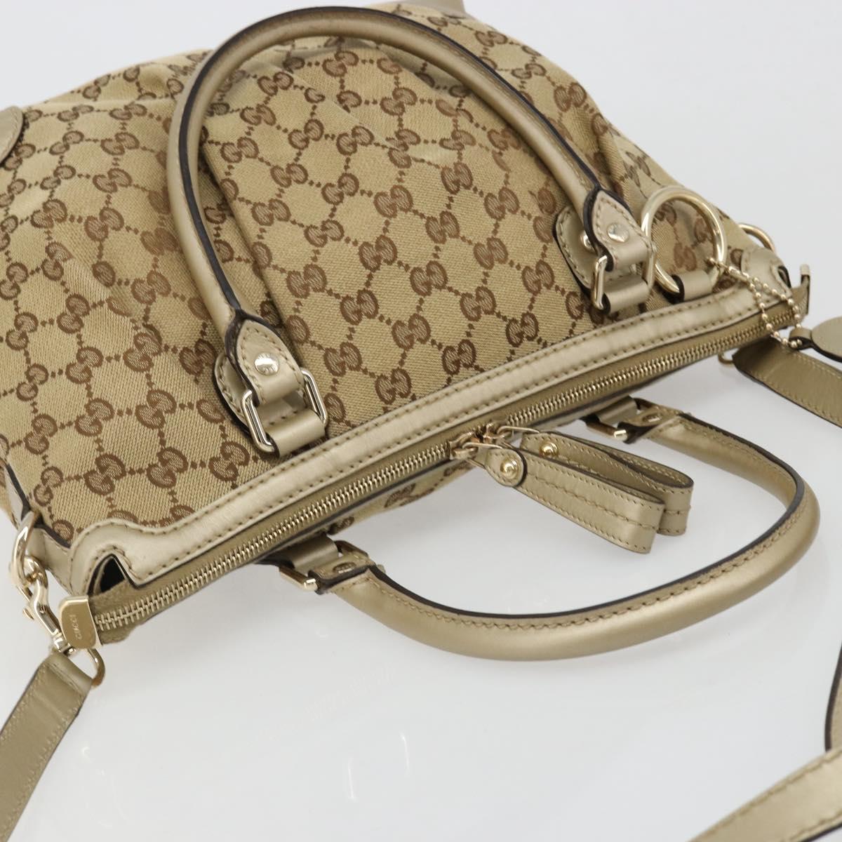 GUCCI GG Canvas Hand Bag 2way Beige Gold 247902 Auth ka4810A