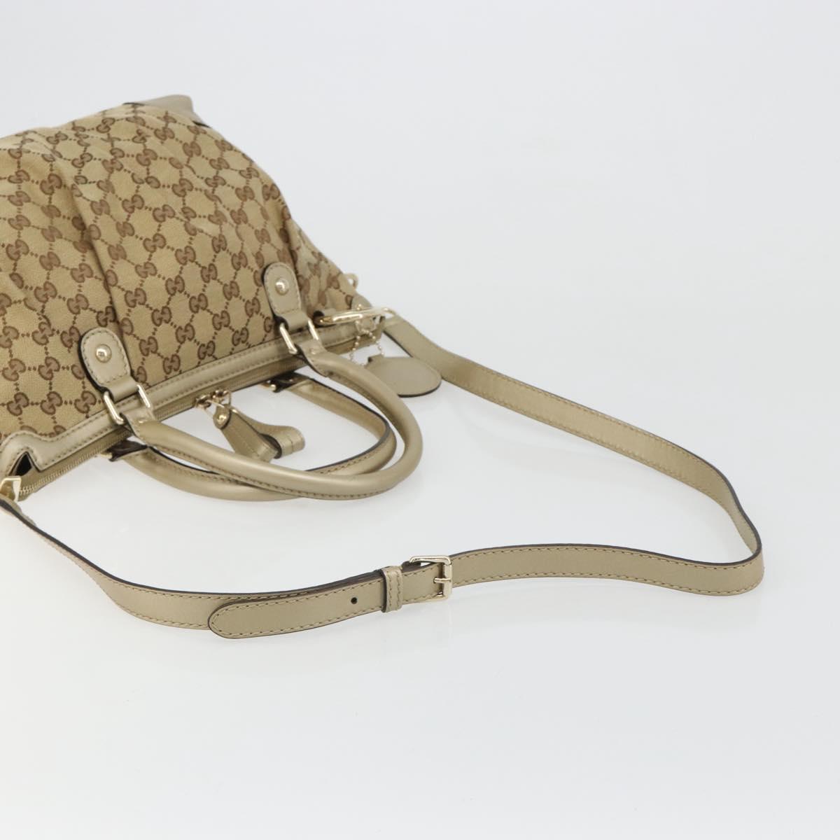 GUCCI GG Canvas Hand Bag 2way Beige Gold 247902 Auth ka4810A