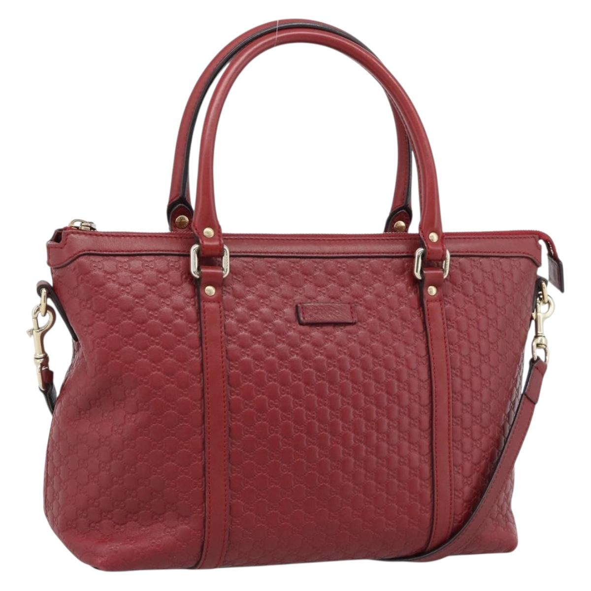 GUCCI Micro GG Canvas Hand Bag 2way Red Gold 449656 Auth ka4811A