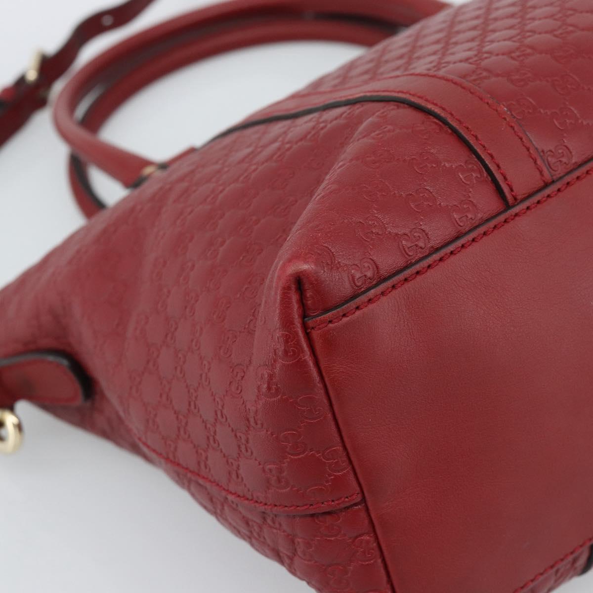 GUCCI Micro GG Canvas Hand Bag 2way Red Gold 449656 Auth ka4811A