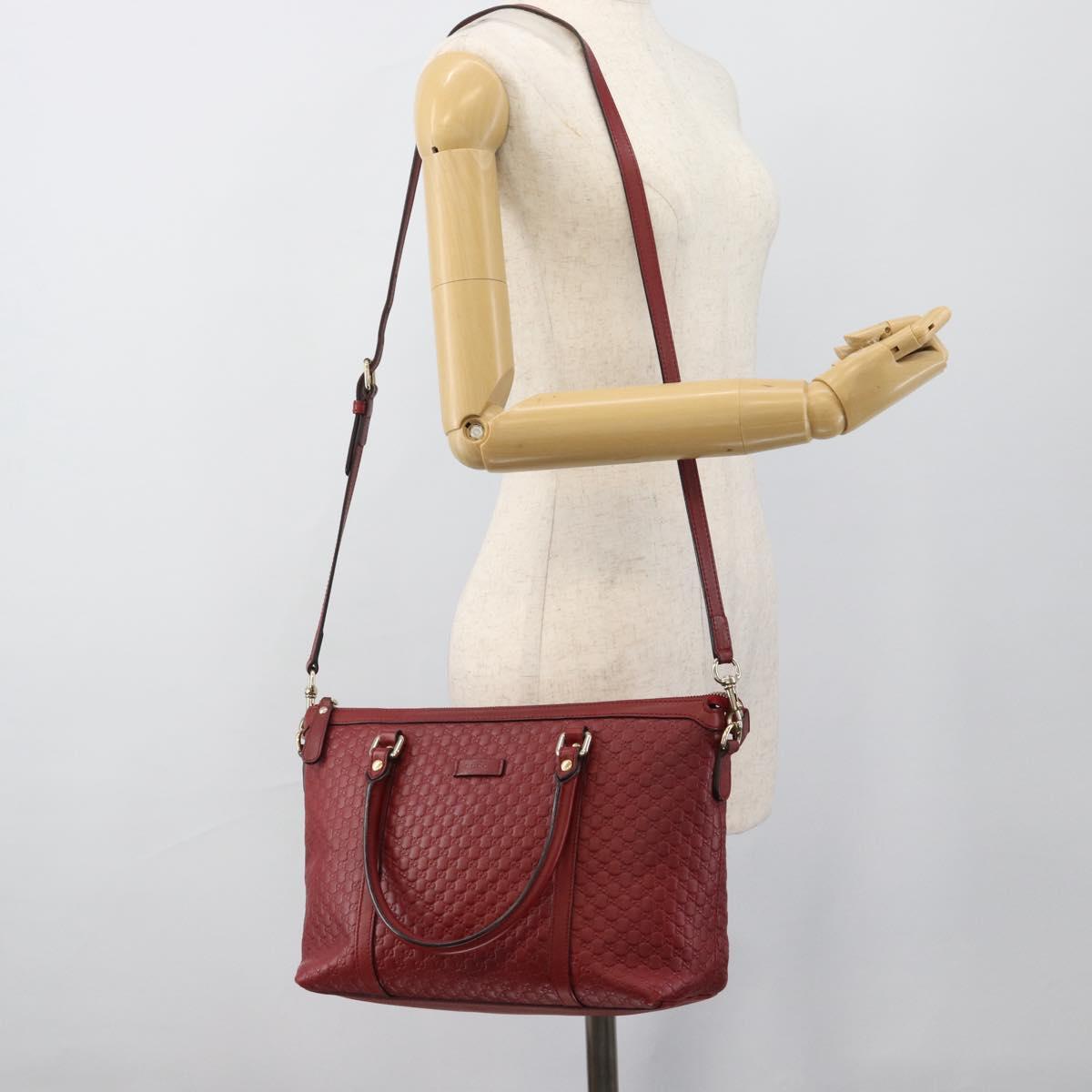 GUCCI Micro GG Canvas Hand Bag 2way Red Gold 449656 Auth ka4811A