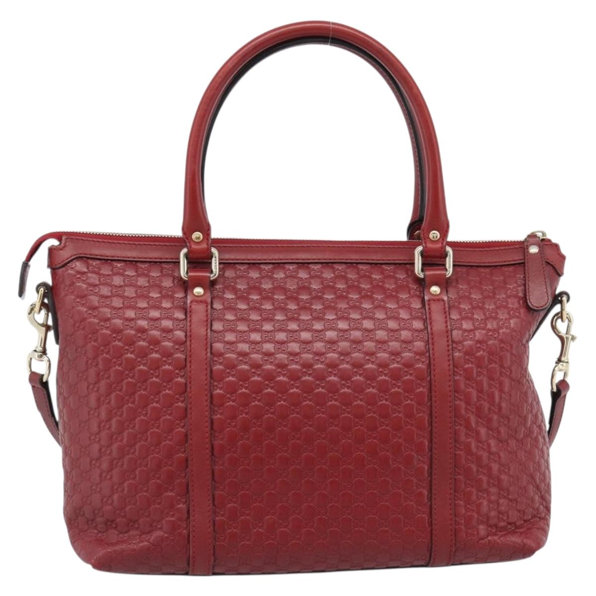 GUCCI Micro GG Canvas Hand Bag 2way Red Gold 449656 Auth ka4811A