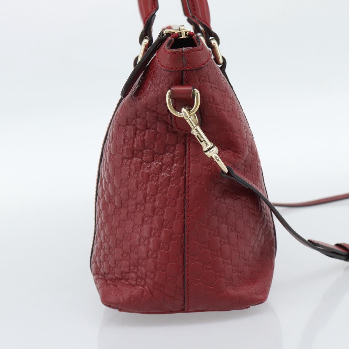 GUCCI Micro GG Canvas Hand Bag 2way Red Gold 449656 Auth ka4811A
