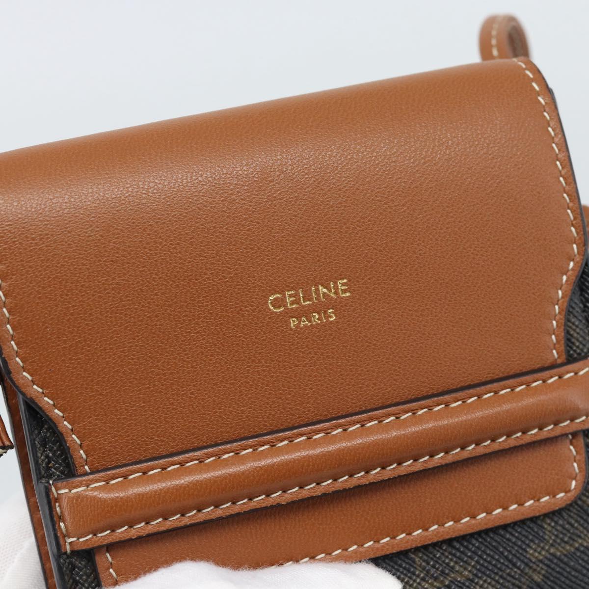 CELINE Triomphe Shoulder Pouch Bag PVC Black Auth ka4814V