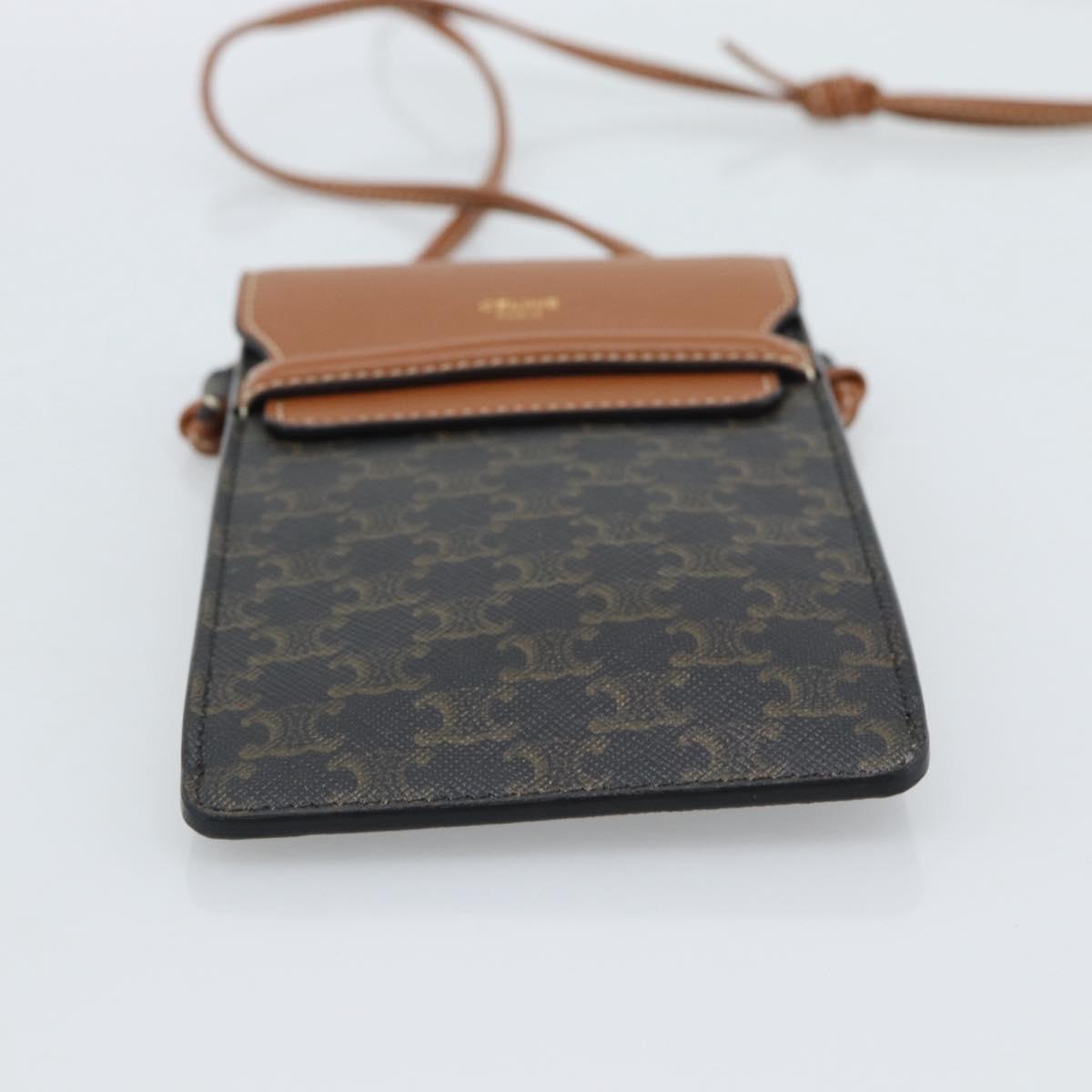 CELINE Triomphe Shoulder Pouch Bag PVC Black Auth ka4814V