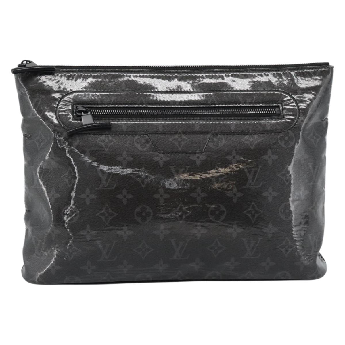 LOUIS VUITTON Monogram Eclipse Glaze Pochette Cosmos Black M63373 Auth ka4815