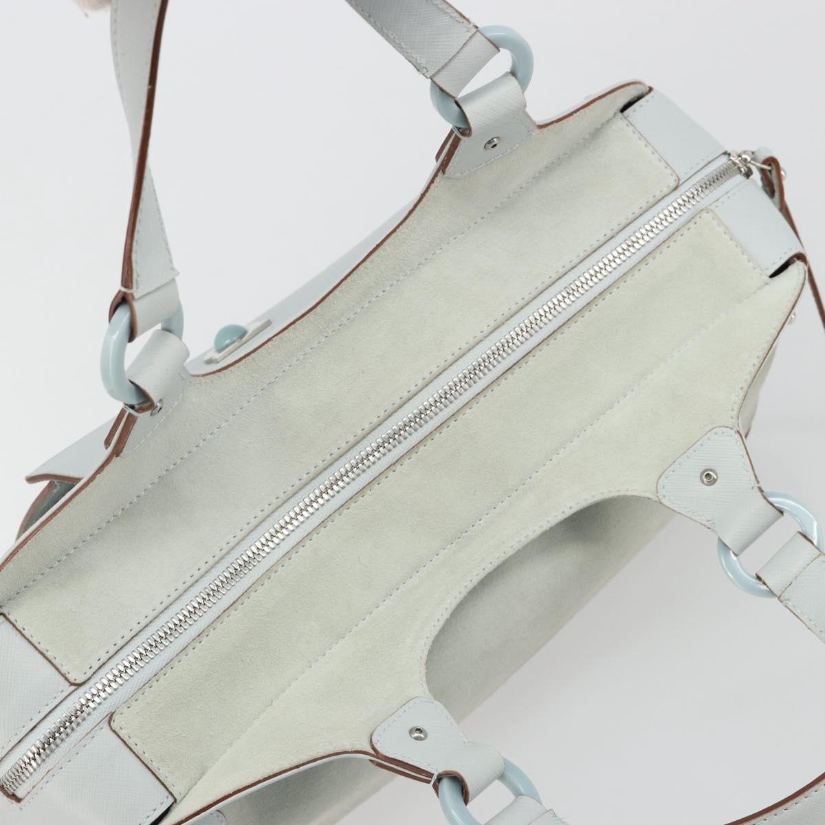 Salvatore Ferragamo Hand Bag Suede Leather Light Blue Silver Auth ka4819A