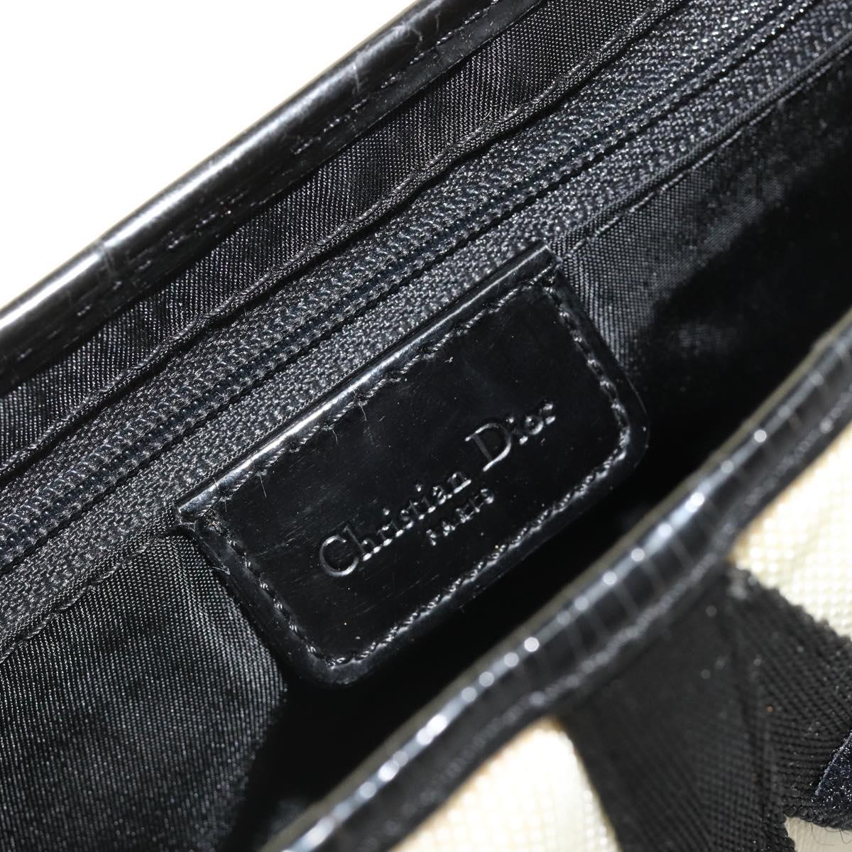 Christian Dior Saddle Shoulder Bag Canvas Beige Silver Auth ka4822V