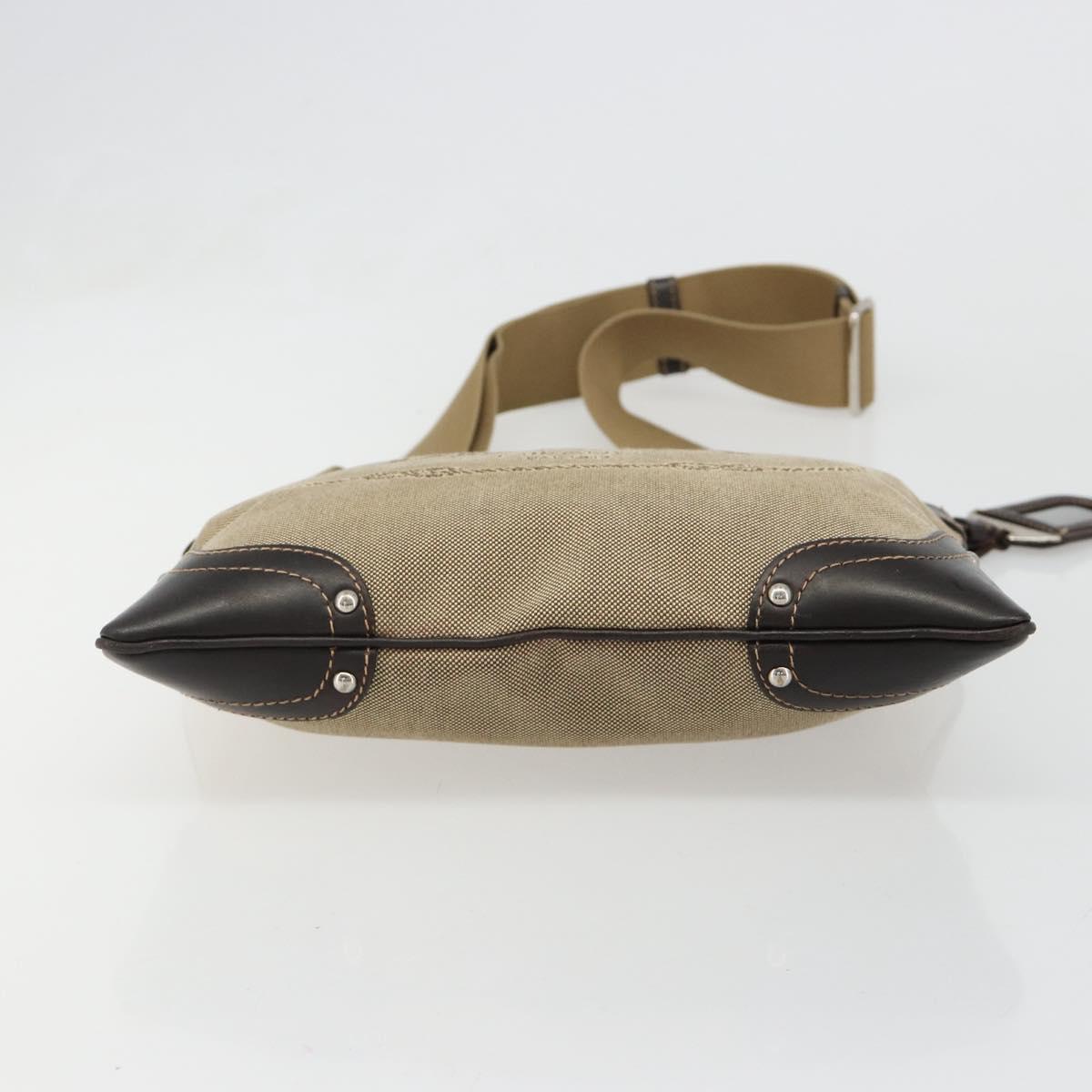 PRADA Shoulder Bag Canvas Beige Silver Auth ka4823