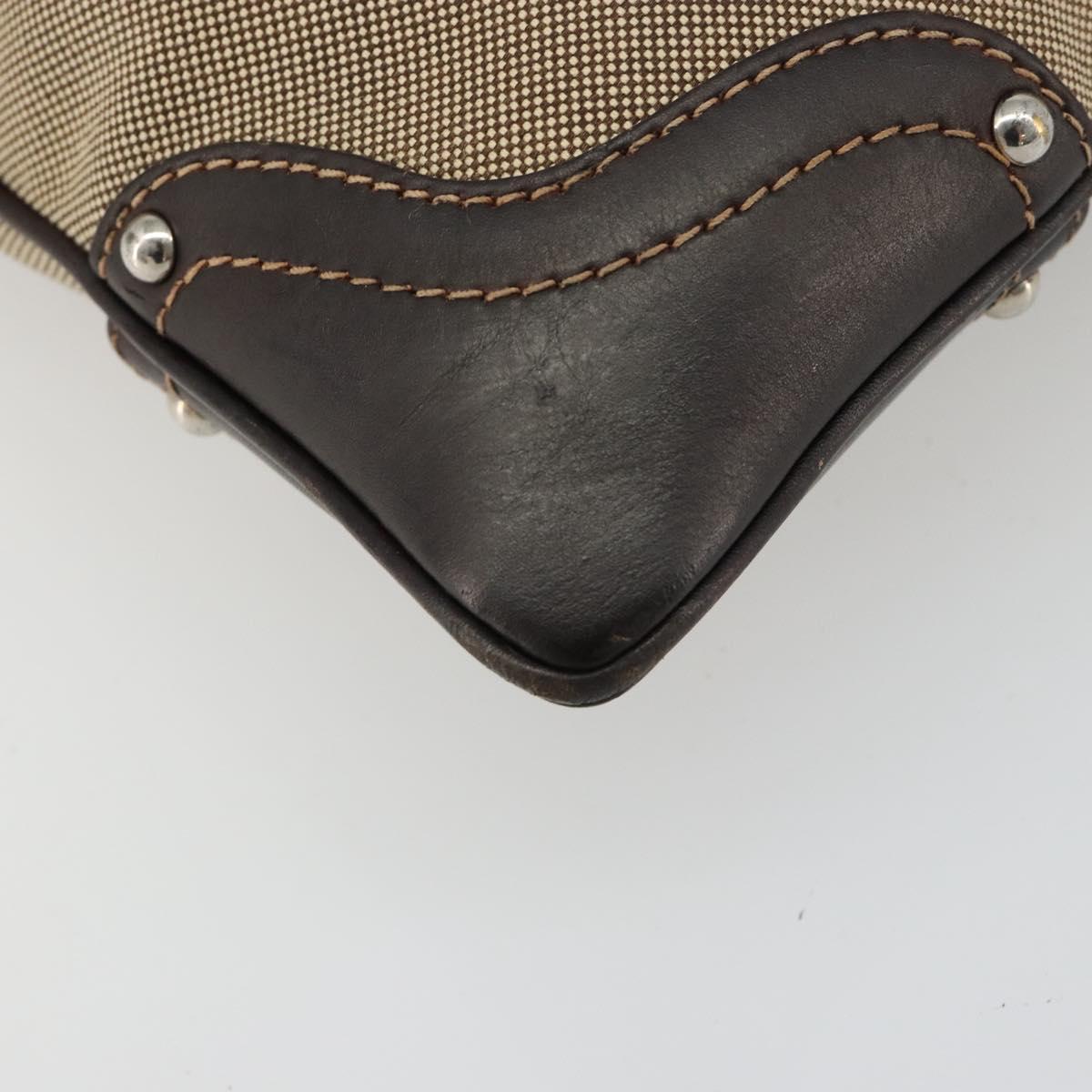 PRADA Shoulder Bag Canvas Beige Silver Auth ka4823