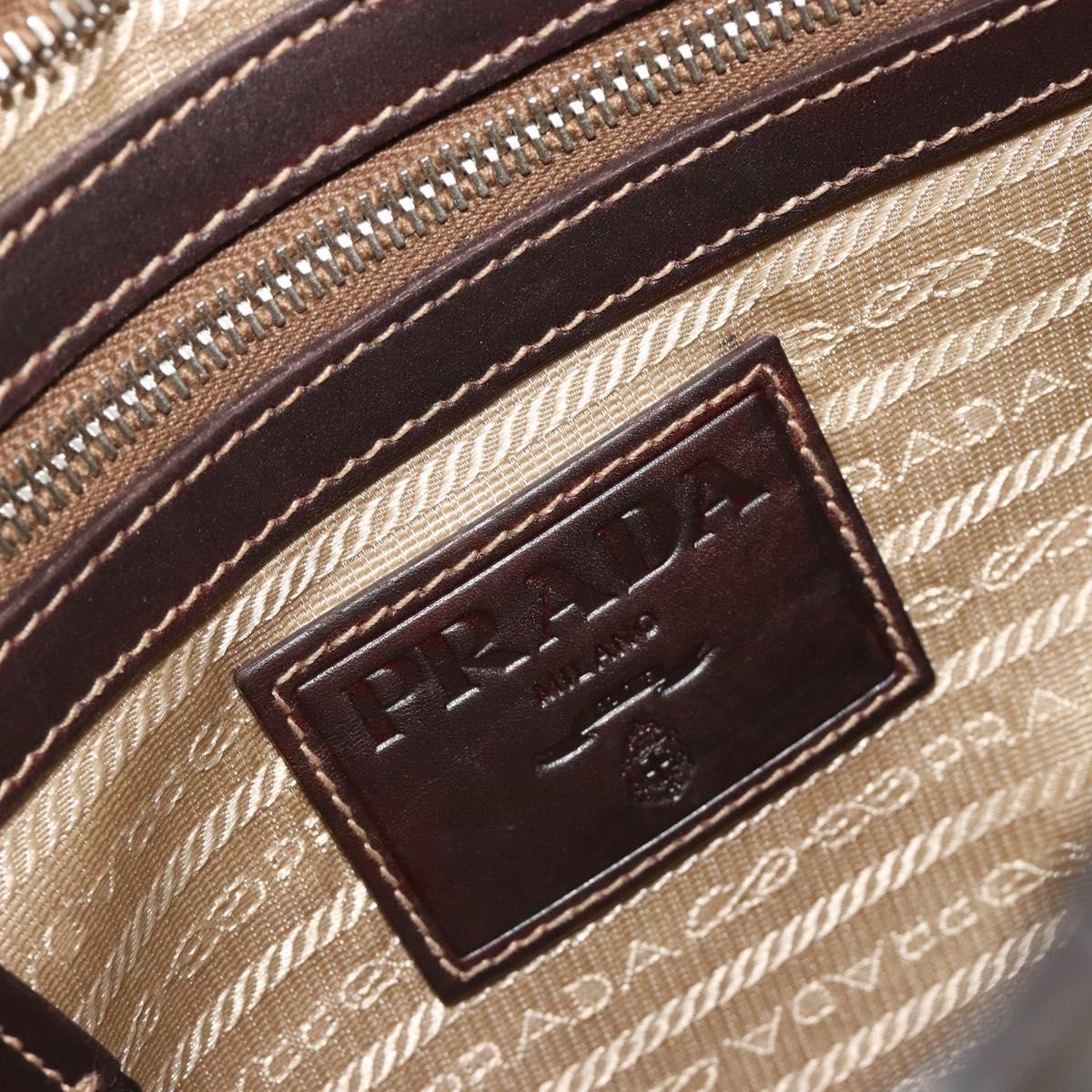 PRADA Shoulder Bag Canvas Beige Silver Auth ka4823
