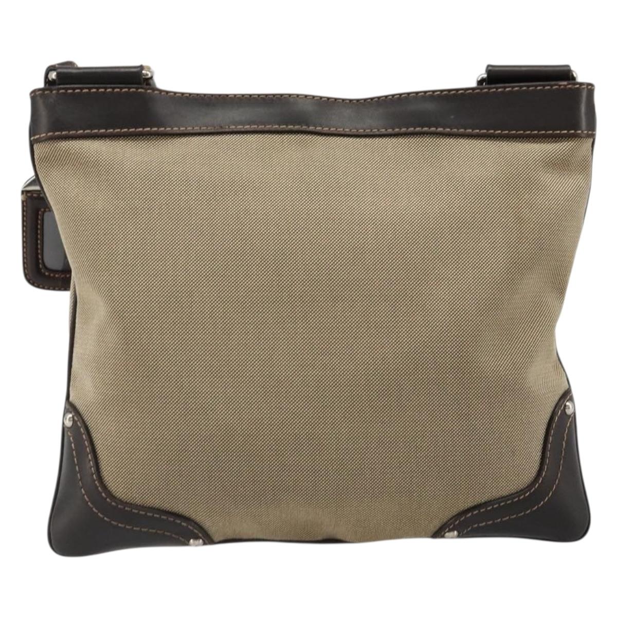 PRADA Shoulder Bag Canvas Beige Silver Auth ka4823