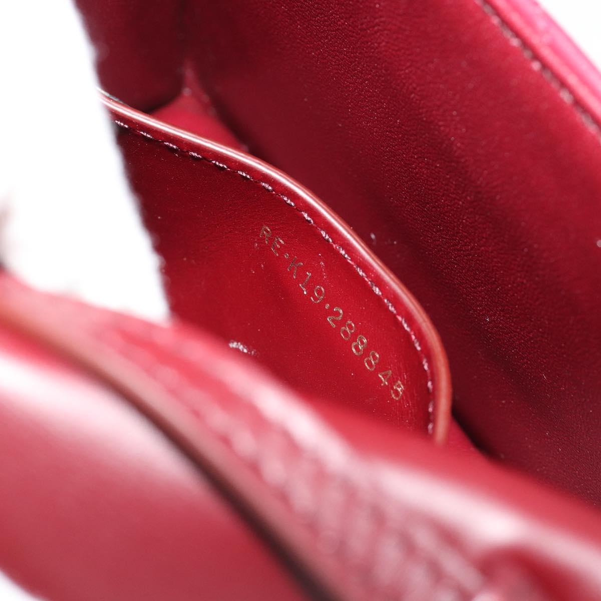 BVLGARI Chain Shoulder Bag Leather Red Gold Auth ka4824