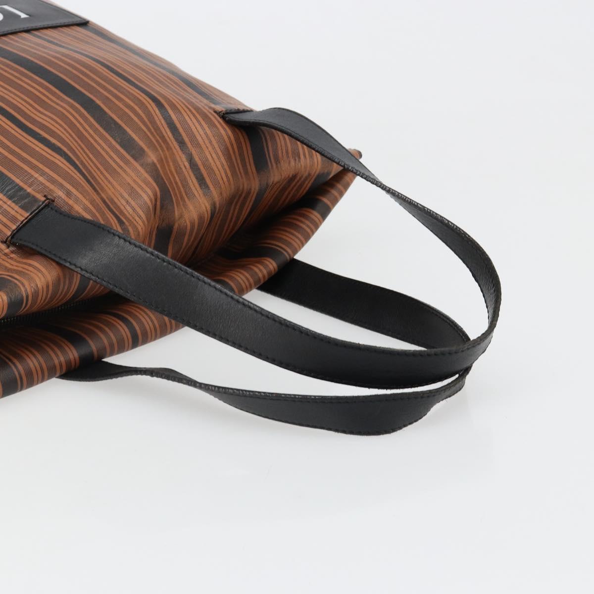 LOEWE Tote Bag Leather Brown Silver Auth ka4826