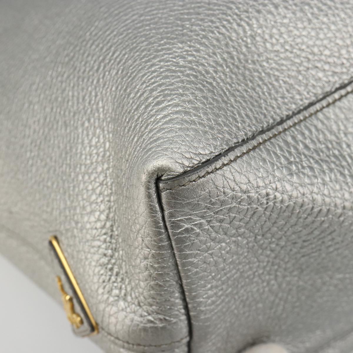 PRADA Tote Bag Leather Silver Auth ka4827