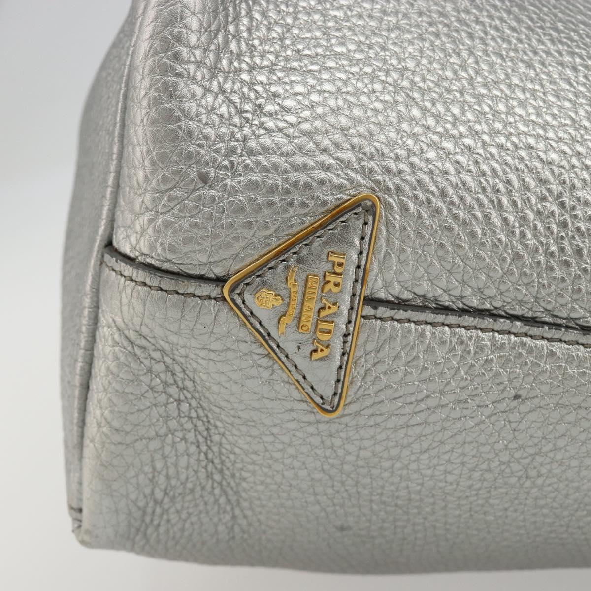 PRADA Tote Bag Leather Silver Auth ka4827