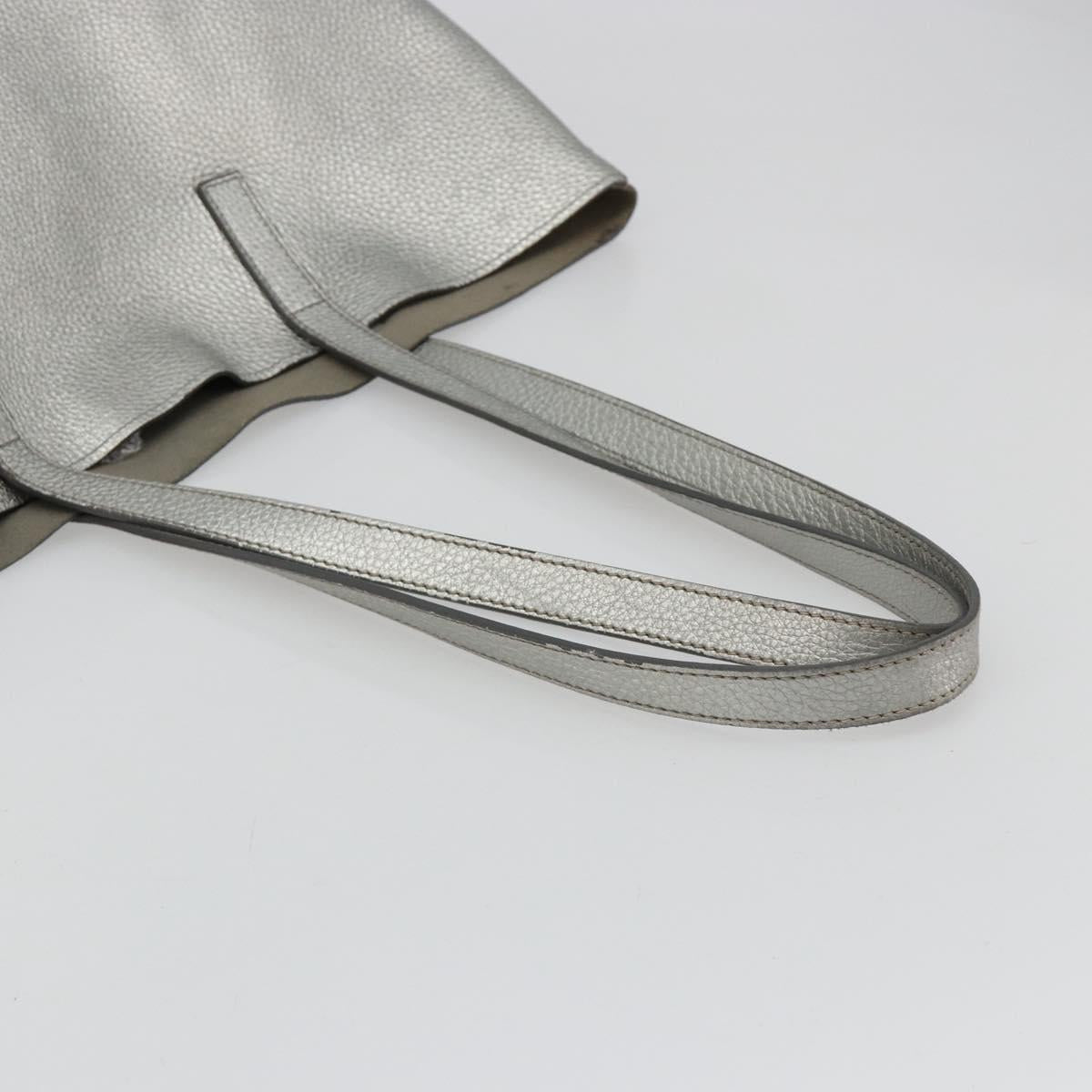 PRADA Tote Bag Leather Silver Auth ka4827