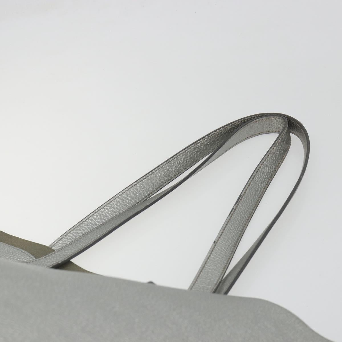 PRADA Tote Bag Leather Silver Auth ka4827