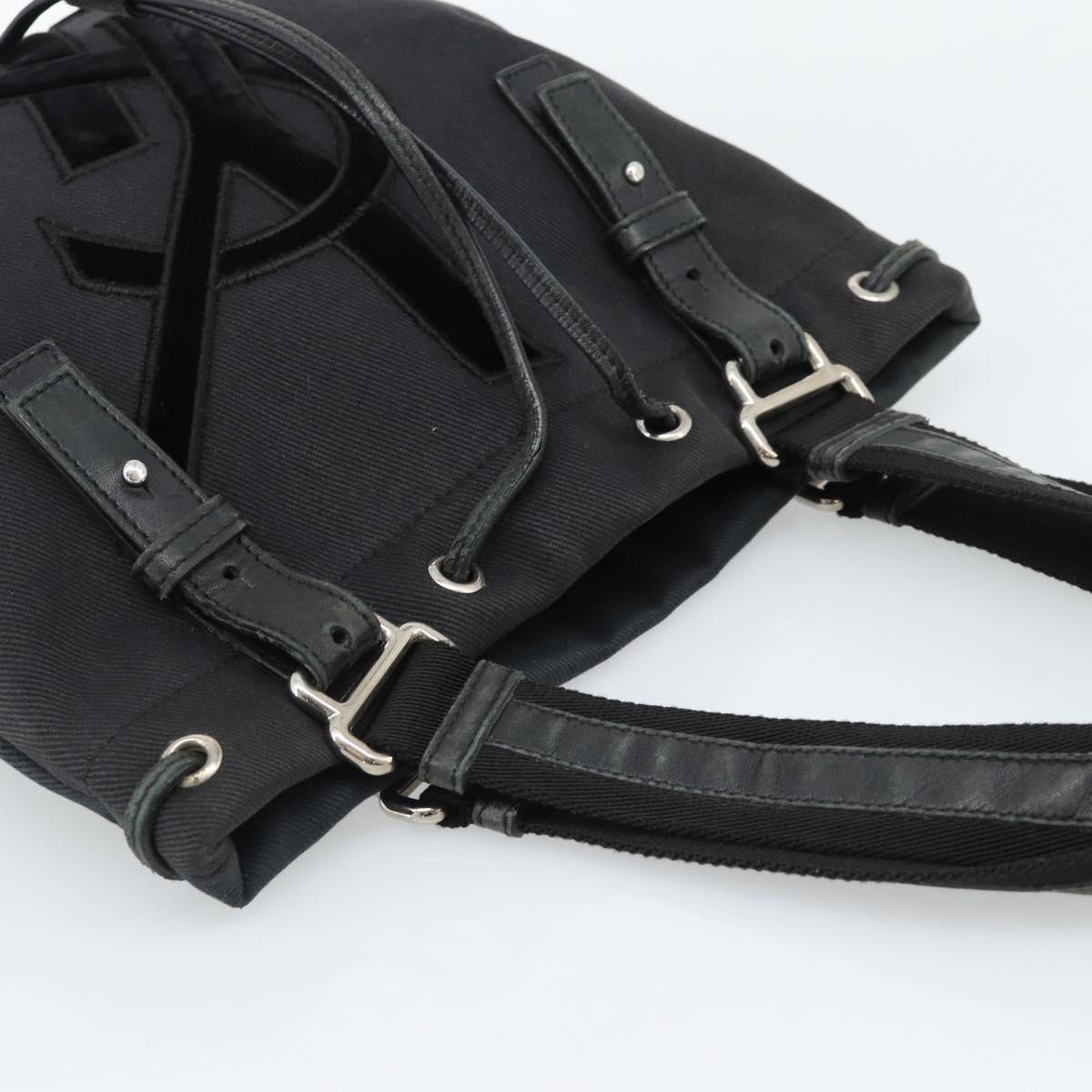 SAINT LAURENT Kahala Tote Bag Canvas Black Silver 123435 Auth ka4828