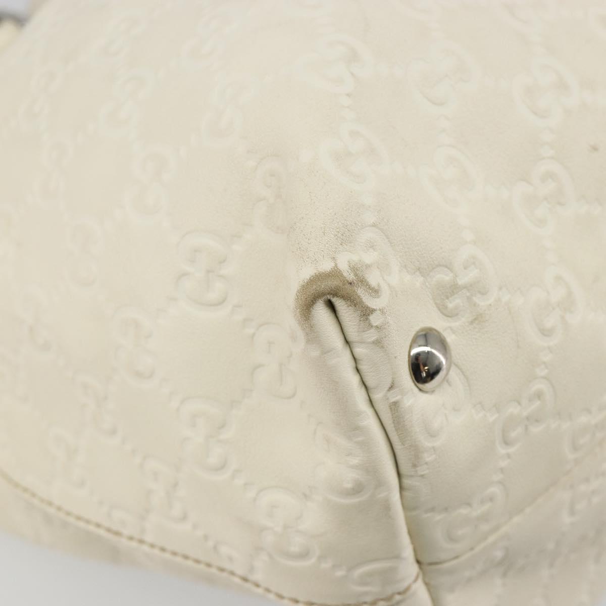 GUCCI GG Canvas Guccissima Hand Bag Leather White Silver 229852 Auth ka4829