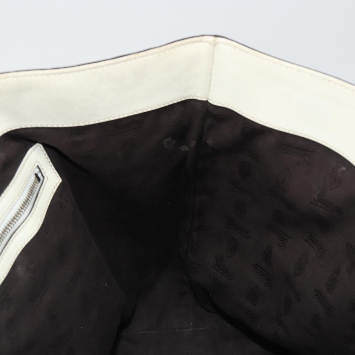 GUCCI GG Canvas Guccissima Hand Bag Leather White Silver 229852 Auth ka4829