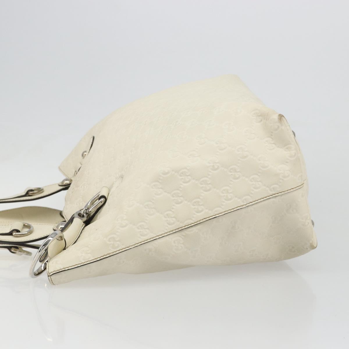 GUCCI GG Canvas Guccissima Hand Bag Leather White Silver 229852 Auth ka4829
