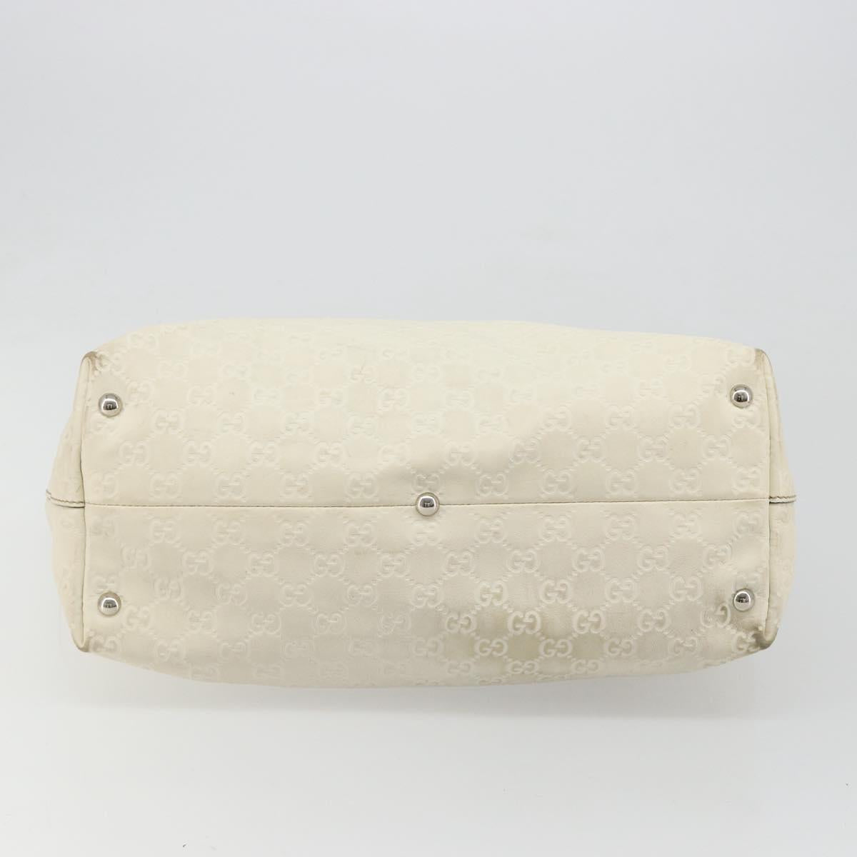 GUCCI GG Canvas Guccissima Hand Bag Leather White Silver 229852 Auth ka4829