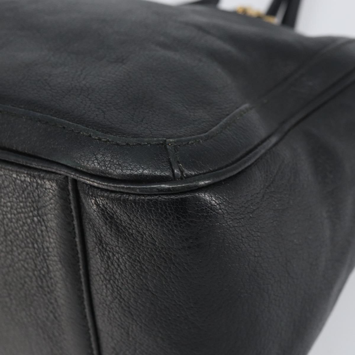 Salvatore Ferragamo Hand Bag Leather Black Gold Auth ka483