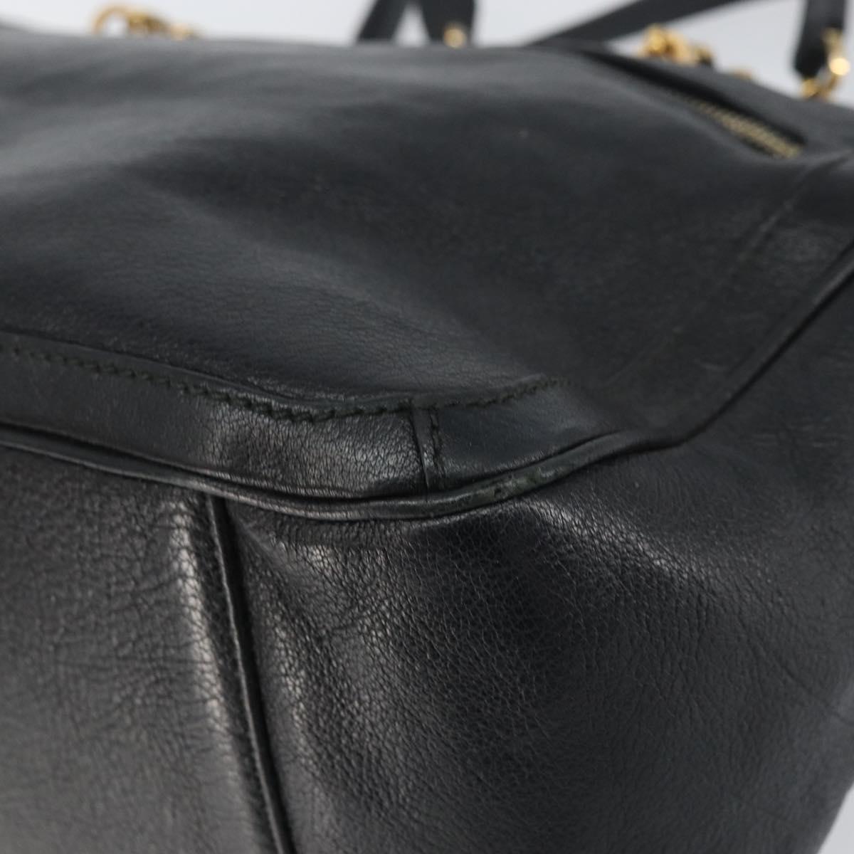 Salvatore Ferragamo Hand Bag Leather Black Gold Auth ka483