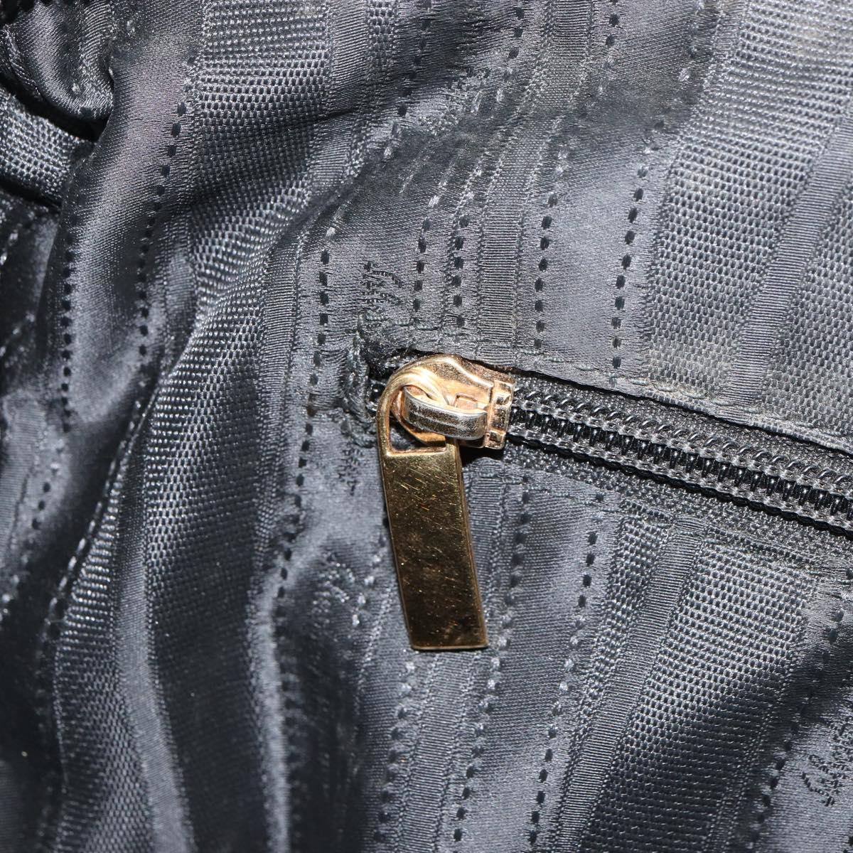 Salvatore Ferragamo Hand Bag Leather Black Gold Auth ka483