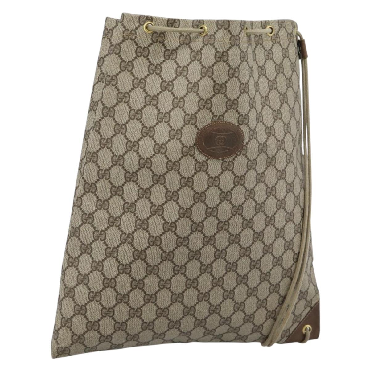 GUCCI GG Supreme Shoulder Bag PVC Beige Gold 97 19 302 Auth ka4830