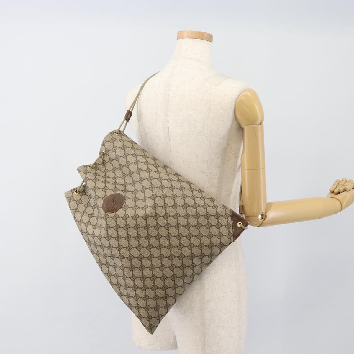 GUCCI GG Supreme Shoulder Bag PVC Beige Gold 97 19 302 Auth ka4830