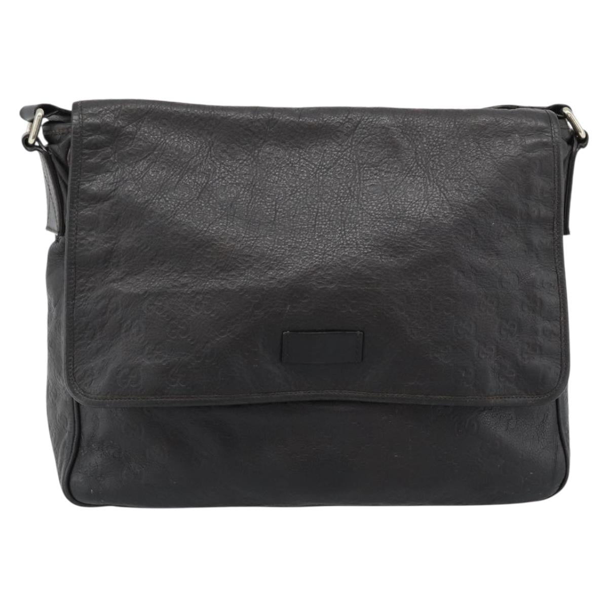 GUCCI GG Canvas Guccissima Shoulder Bag Leather Black Gold 223665 Auth ka4832