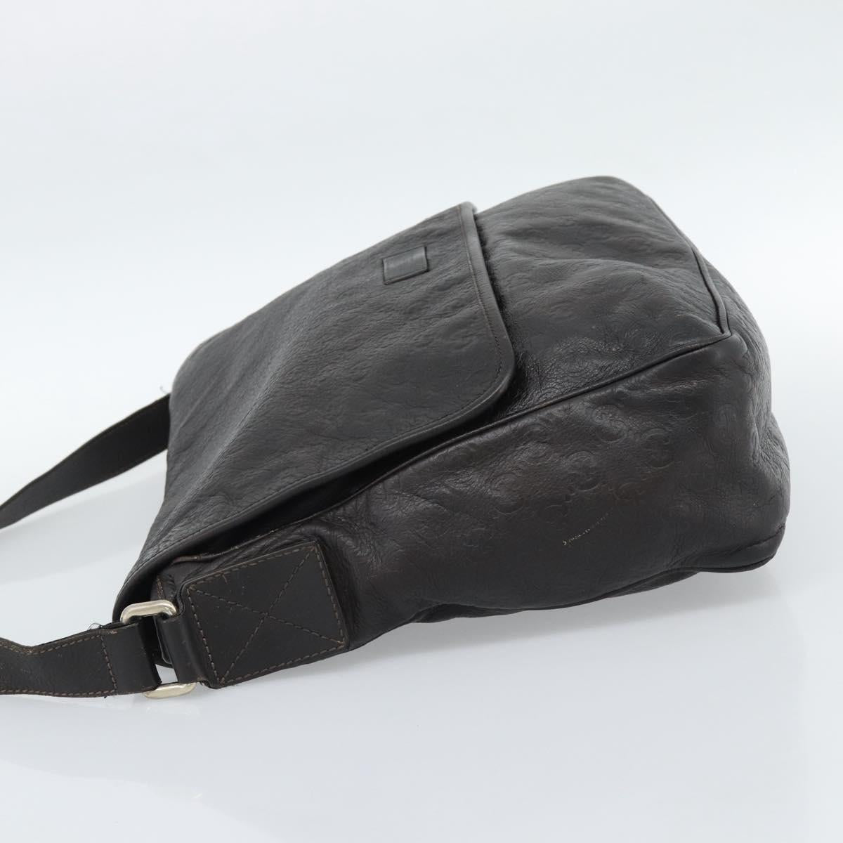 GUCCI GG Canvas Guccissima Shoulder Bag Leather Black Gold 223665 Auth ka4832