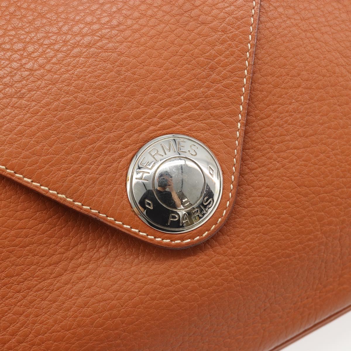 HERMES Christine Fjord Shoulder Bag Taurillon Leather Brown Auth ka4835SAV