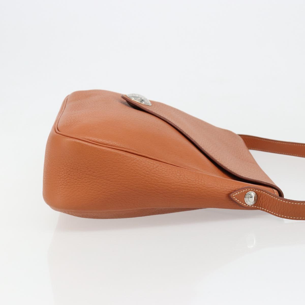 HERMES Christine Fjord Shoulder Bag Taurillon Leather Brown Auth ka4835SAV