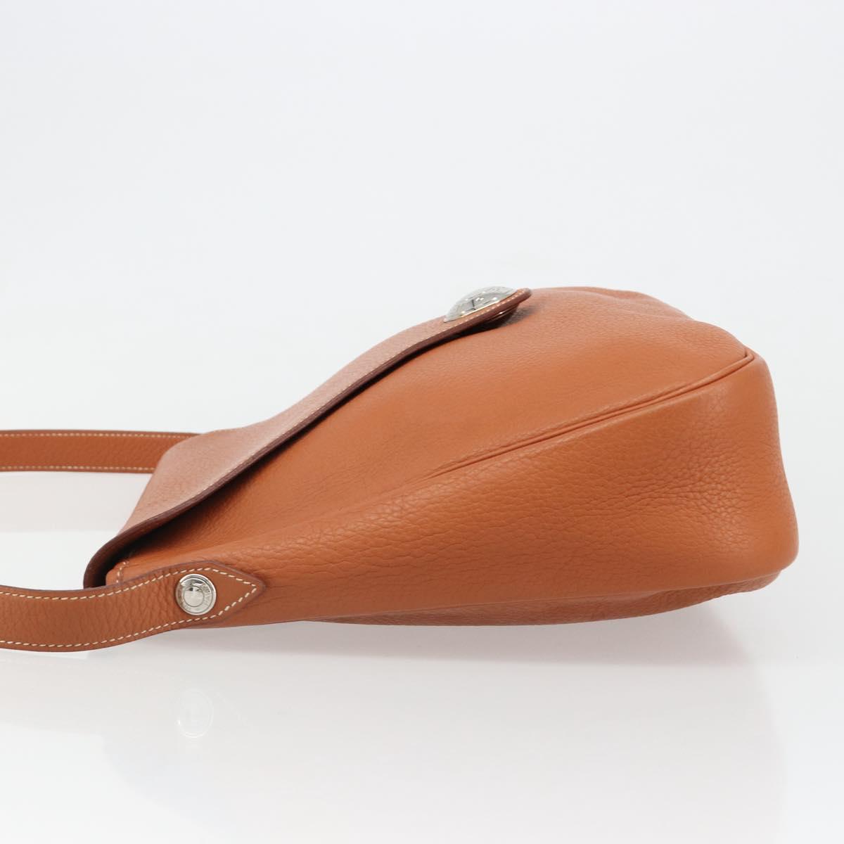 HERMES Christine Fjord Shoulder Bag Taurillon Leather Brown Auth ka4835SAV