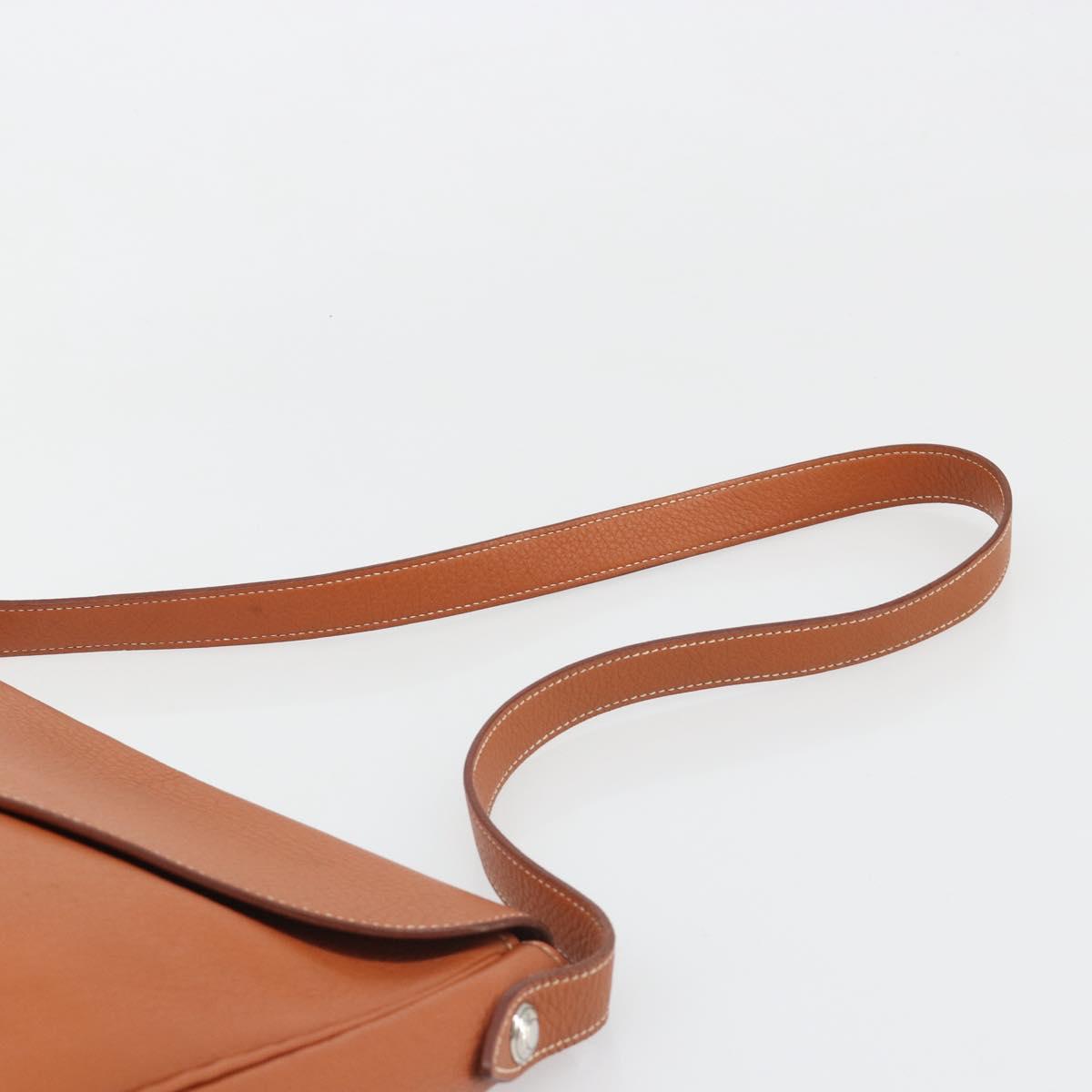 HERMES Christine Fjord Shoulder Bag Taurillon Leather Brown Auth ka4835SAV