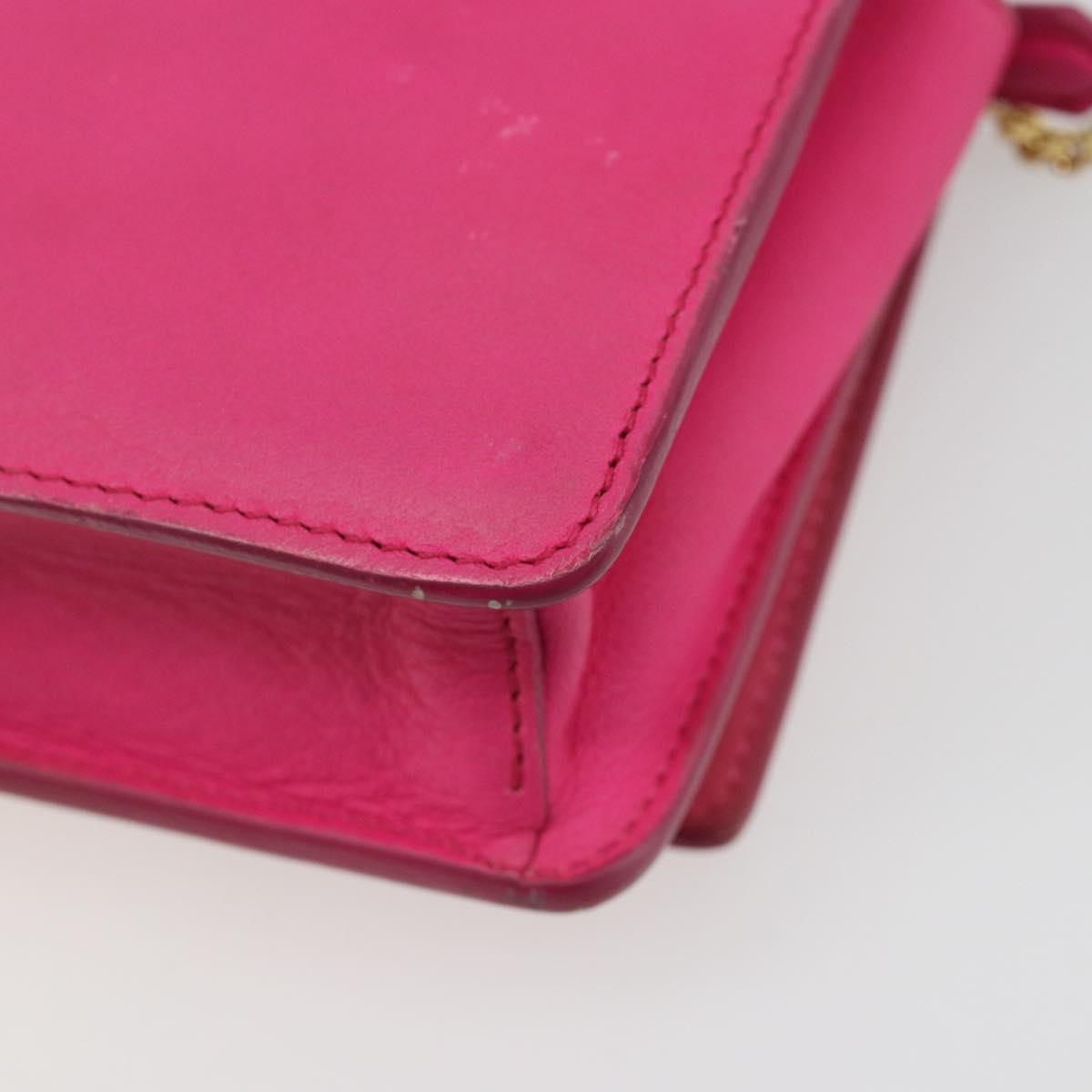 FENDI Chain Shoulder Bag Leather Pink Gold Auth ka4836A