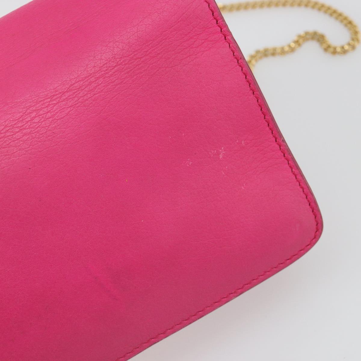 FENDI Chain Shoulder Bag Leather Pink Gold Auth ka4836A
