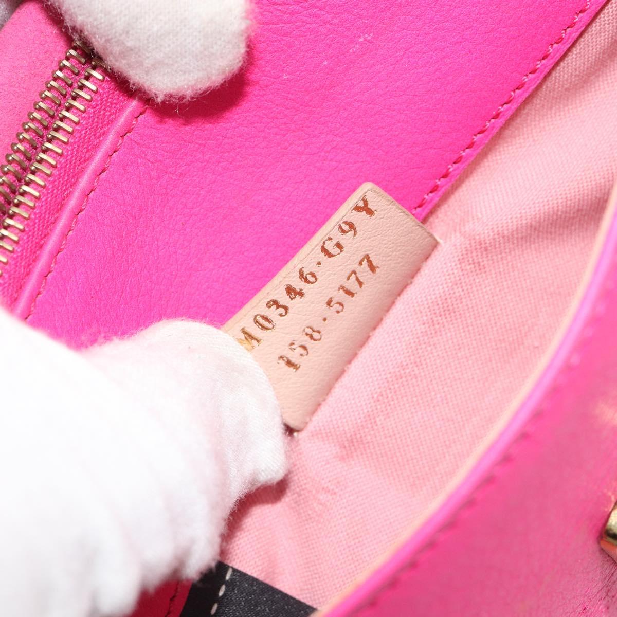 FENDI Chain Shoulder Bag Leather Pink Gold Auth ka4836A