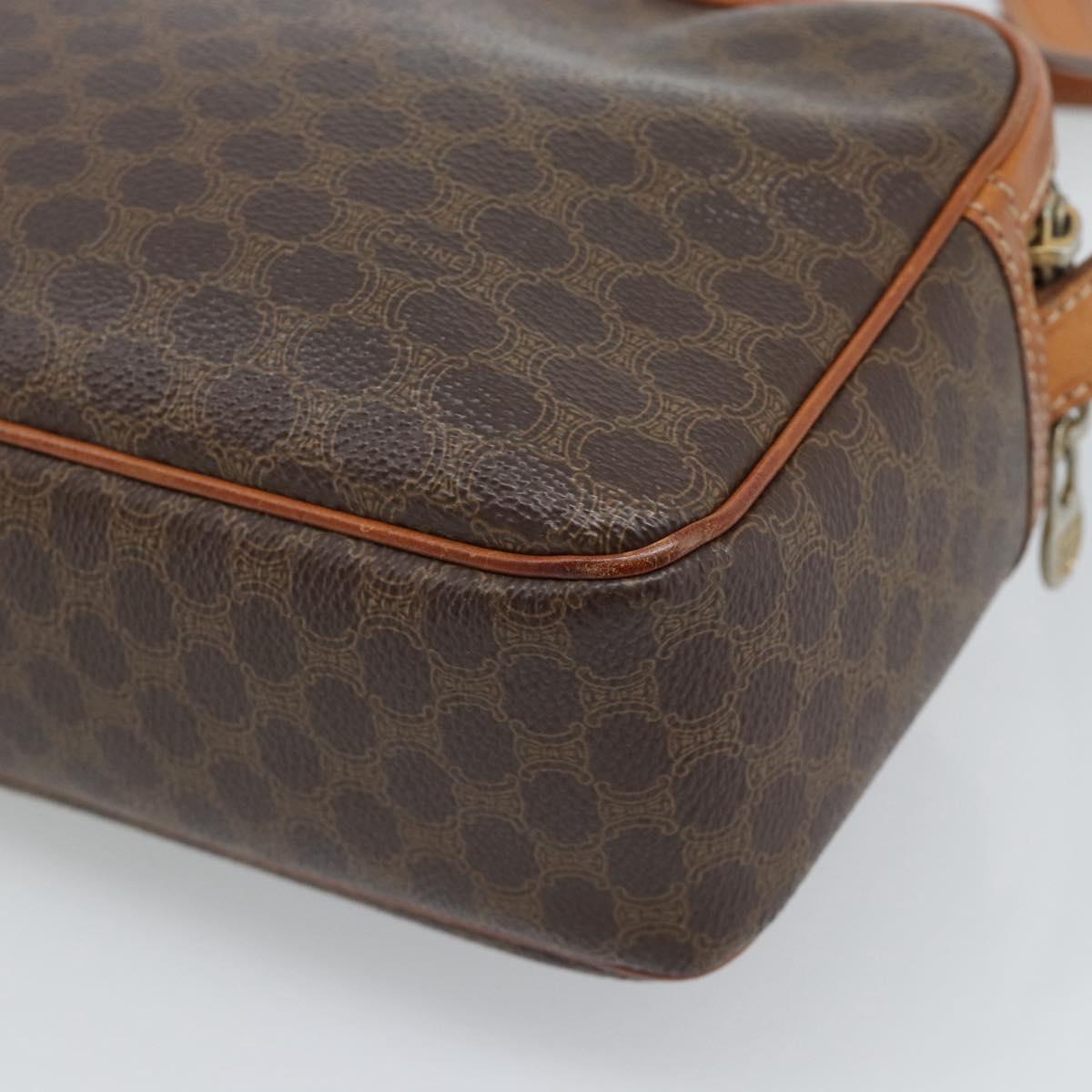 CELINE Macadam Canvas Shoulder Bag PVC Leather Brown Gold Auth ka4839