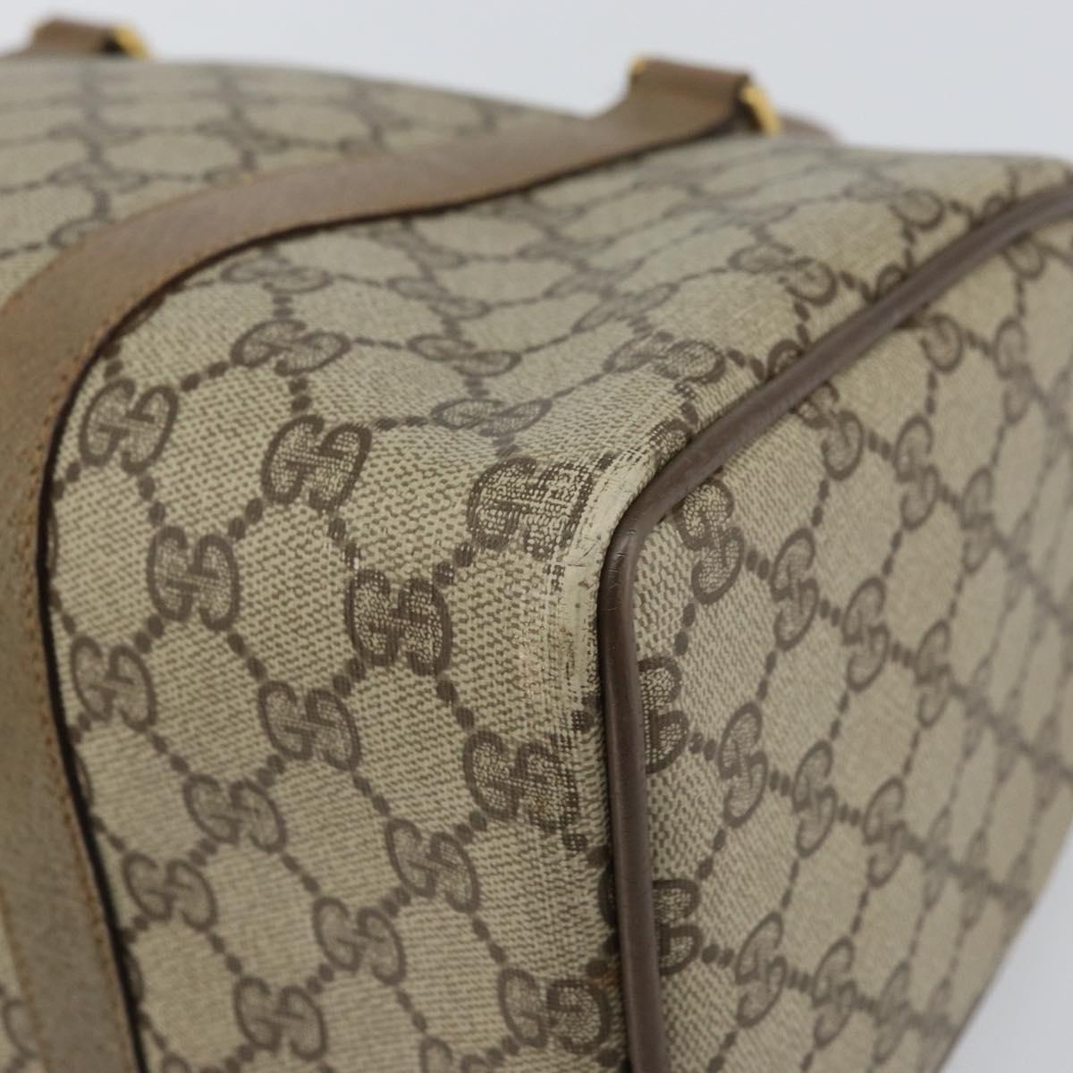 GUCCI GG Supreme Web Sherry Line Boston Bag PVC Beige Gold 40 02 007 Auth ka484