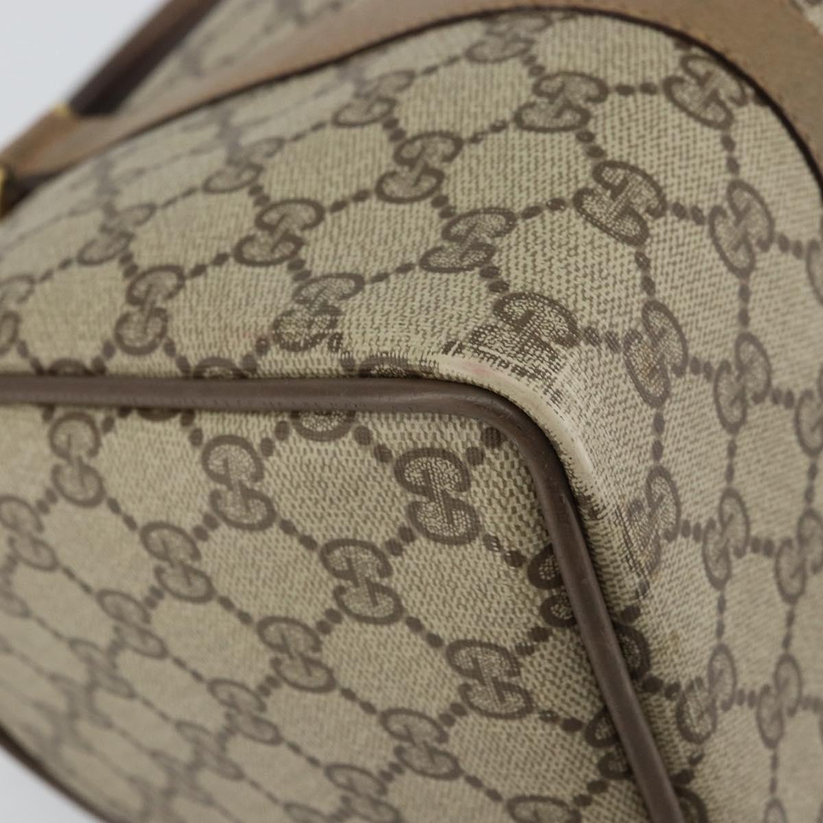 GUCCI GG Supreme Web Sherry Line Boston Bag PVC Beige Gold 40 02 007 Auth ka484