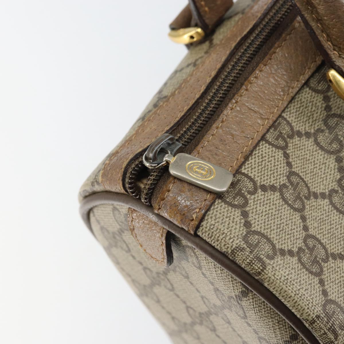 GUCCI GG Supreme Web Sherry Line Boston Bag PVC Beige Gold 40 02 007 Auth ka484