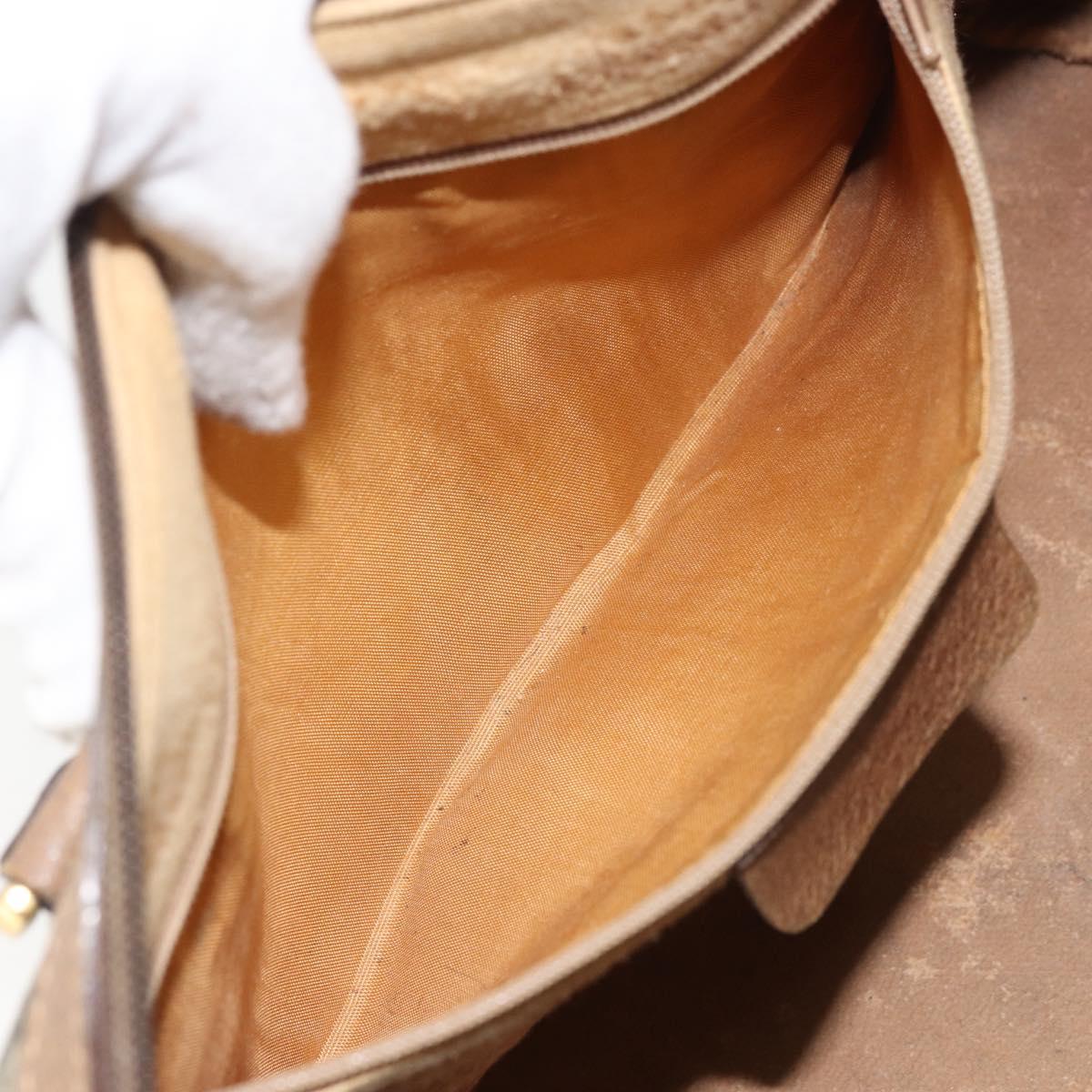 GUCCI GG Supreme Web Sherry Line Boston Bag PVC Beige Gold 40 02 007 Auth ka484