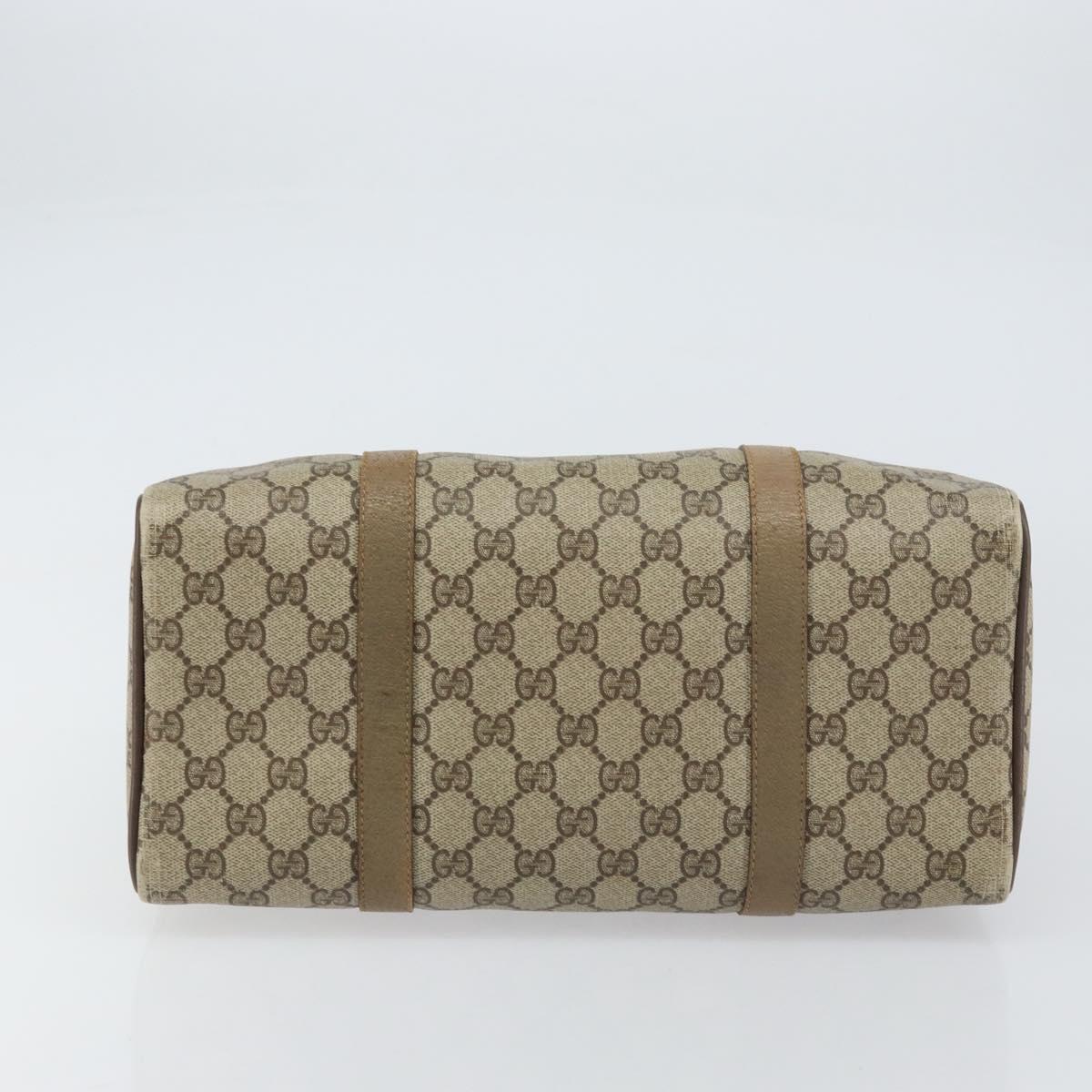 GUCCI GG Supreme Web Sherry Line Boston Bag PVC Beige Gold 40 02 007 Auth ka484